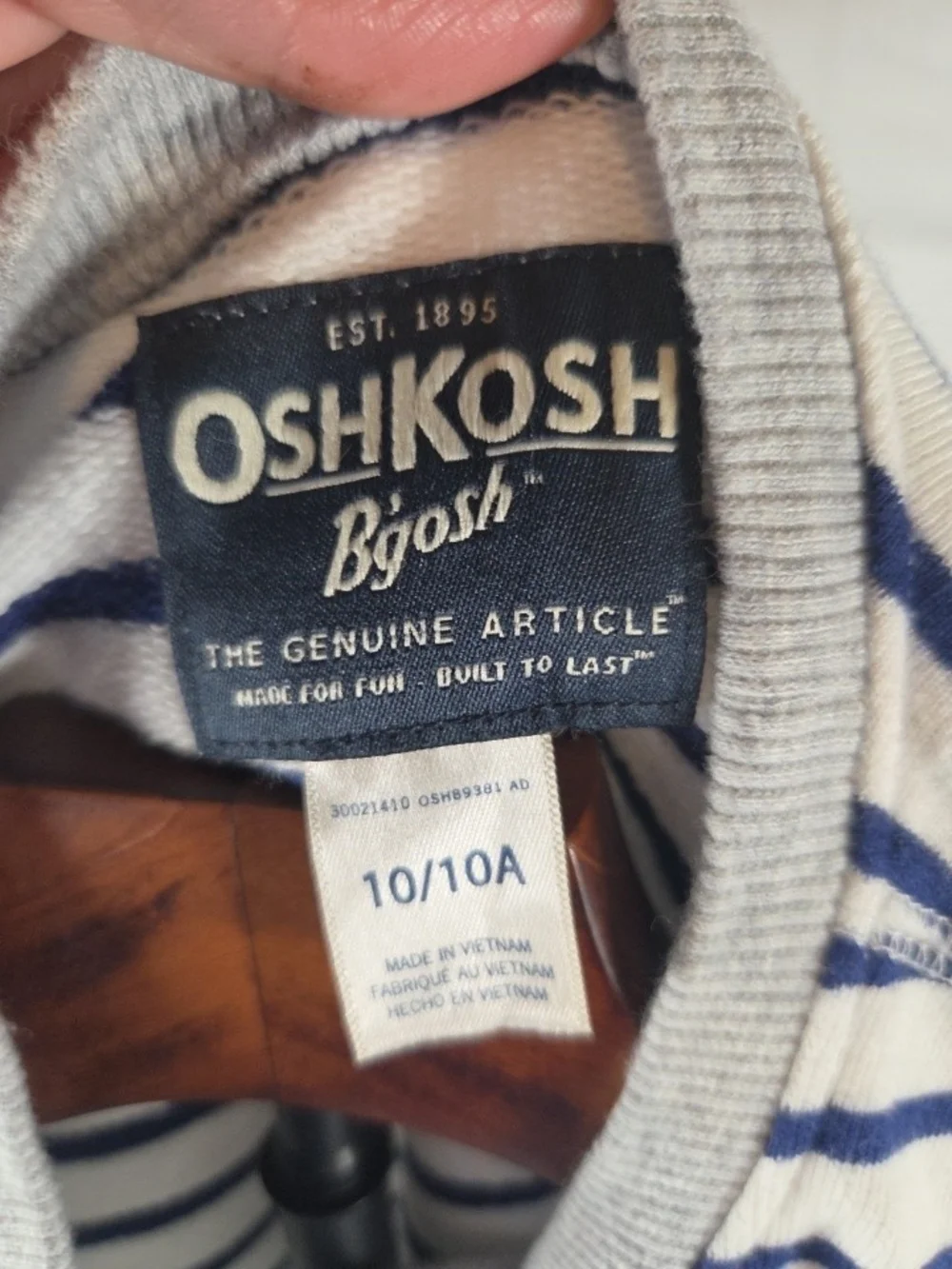 OshKosh B'gosh Navy and White Striped Crewneck Sweater